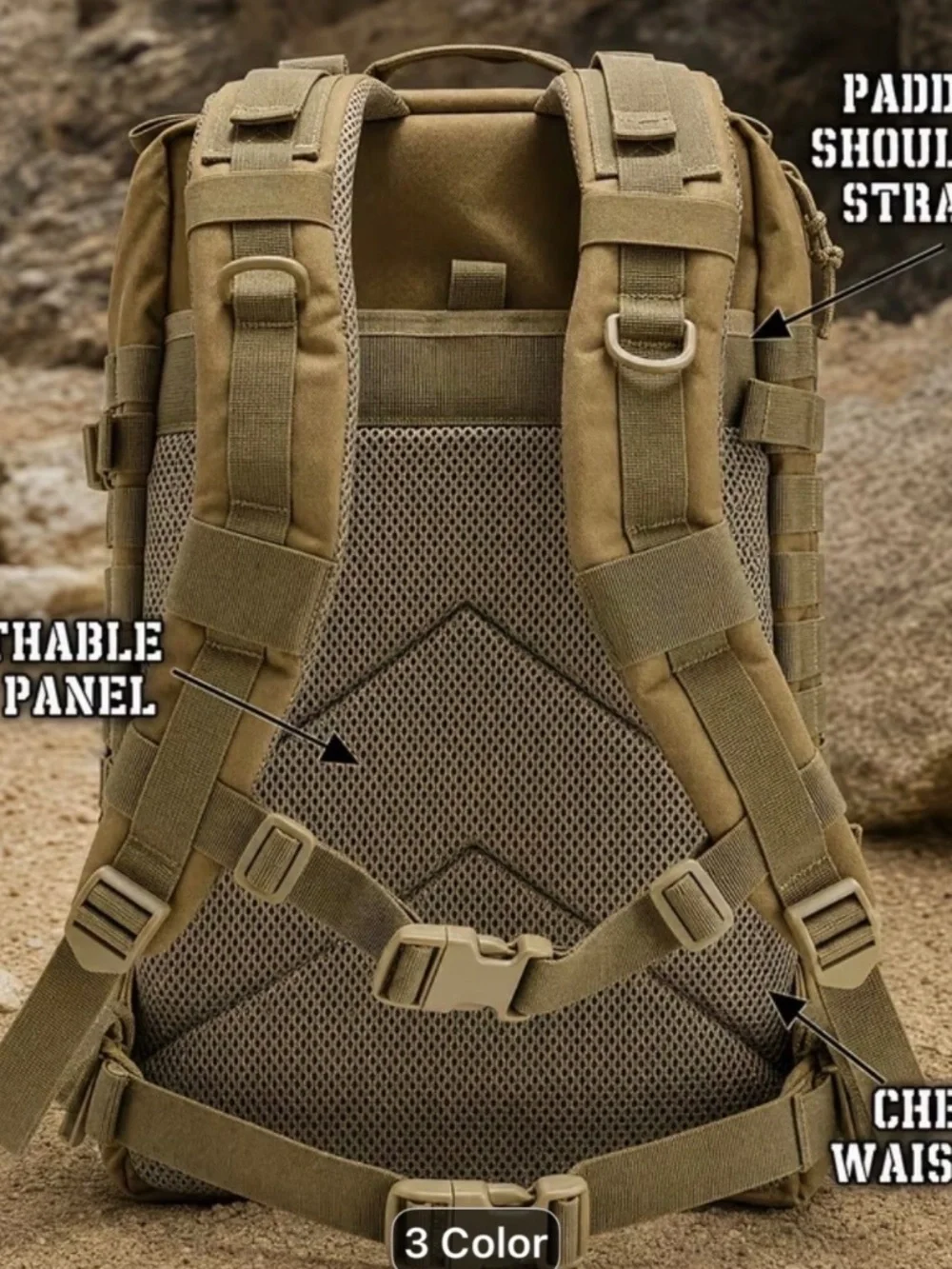 Tactical Military-Style Backpack in Coyote Brown